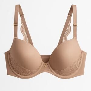ThirdLove Lace Detail 24/7 T-Shirt Bra 32F Nude Smooth Underwire Everyday Fit